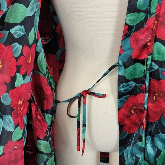 Vintage Victorias Secret Kimono Womens OS Red Floral Satin Robe Y2K 90s Romantic - Picture 11 of 13